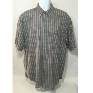 Eddie Bauer Stripes Plaid Button Front Shirt Sz Lg